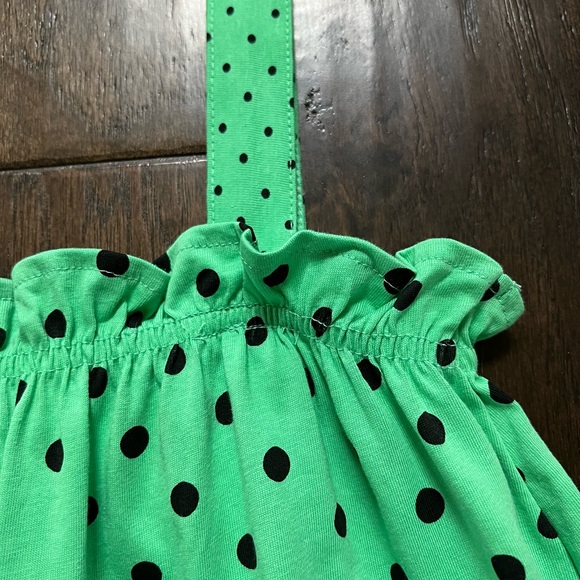 Zara Girls Cotton Green Polka Dot Top Size 9 sleeveless Retro Top - Picture 3 of 8